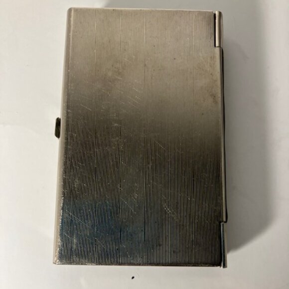 Vintage Silver Toned Cigarette Case w/ Pin Up Hula Girl Picture on Front - Picture 4 of 10